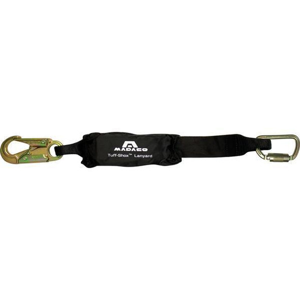 J.Racenstein Lanyard 02ft Shock Abs with one Snap Hook, durable black lanyard with metal snap hooks on each end for secure attachment.