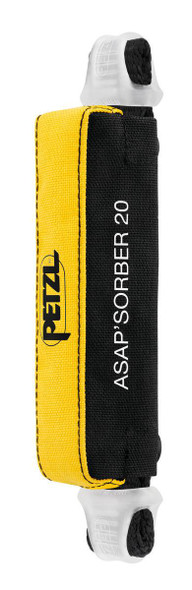 Petzl Lanyard ASAPSORBER ANSI, yellow and black safety lanyard with shock absorber for fall protection with attachment points and reinforced webbing