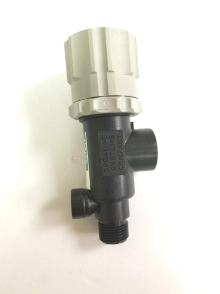 J.Racenstein Pump Regulator 150 PSI TeeJet, a black and white pressure regulator used for irrigation and spraying systems.