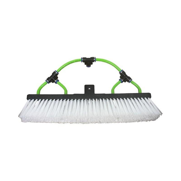 ProTool White Nylon Brush 14 in, industrial cleaning tool with white nylon bristles and green handling bar.