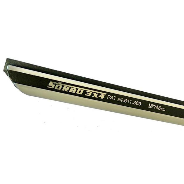 Sorbo Viper Wide Body Squeegee Channel, image showing a close-up of the wide body squeegee channel with black and white design and branding.