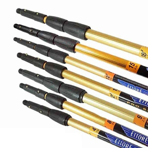 Ettore REA-C-H Aluminum Extension Poles, telescopic extendable poles with black and gold design for painting or cleaning tasks.