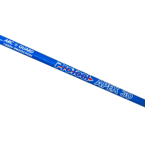 ProTool Apex Carbon Fiber Water Fed Pole, blue carbon fiber water fed pole for window cleaning and high-rise building maintenance.