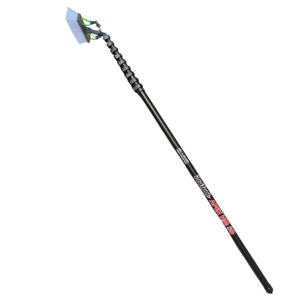 ProTool Apex Hi-Mod Carbon Fiber Pole, a lightweight and durable black cleaning pole with a multi-section adjustable design and a brush attachment at the top.