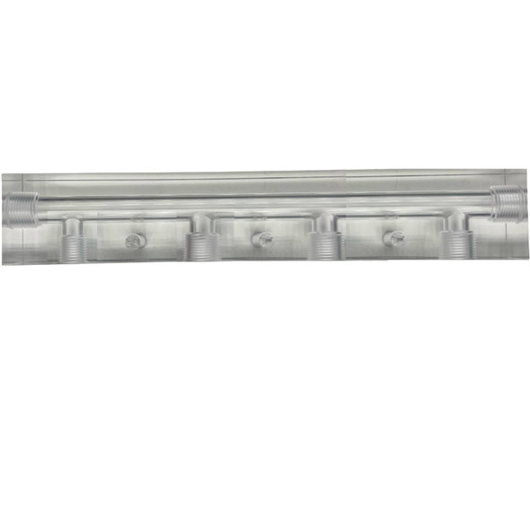 Manifold Block Clear, 6 Ports,  5ea 3/4in NPT and 1ea 1/2in NPT Port