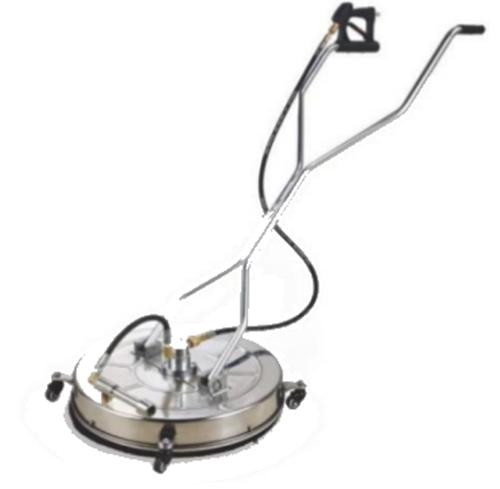 ProTool Recovery Surface Cleaner Venturi Extractor 21in Size, industrial surface cleaning equipment with a circular base, metal handle, and hose for surface recovery and cleaning.