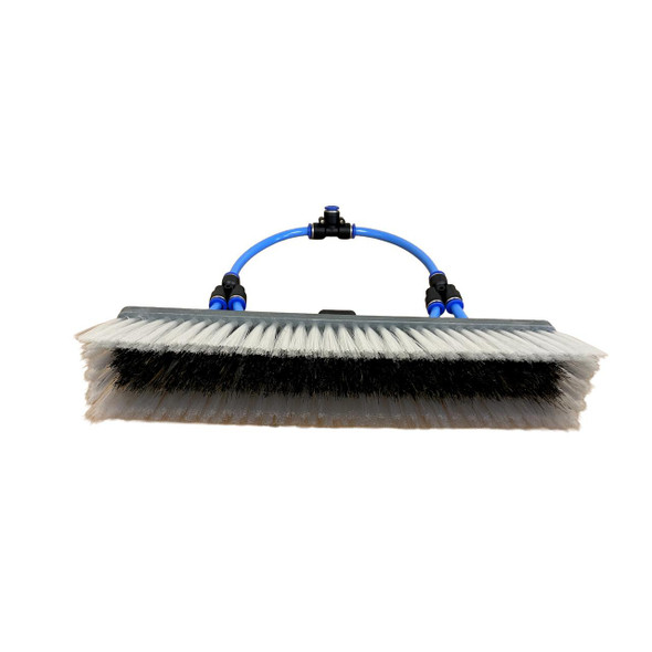ProTool 4 Pencil-Jet Hybrid Brush 12in, industrial cleaning brush with white and black bristles and blue handle.