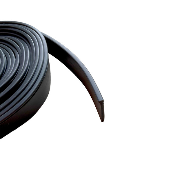 Monster Products 40ft T Shaped Rubber Roll, black rubber roll for industrial use, coiled and displayed against a white background.