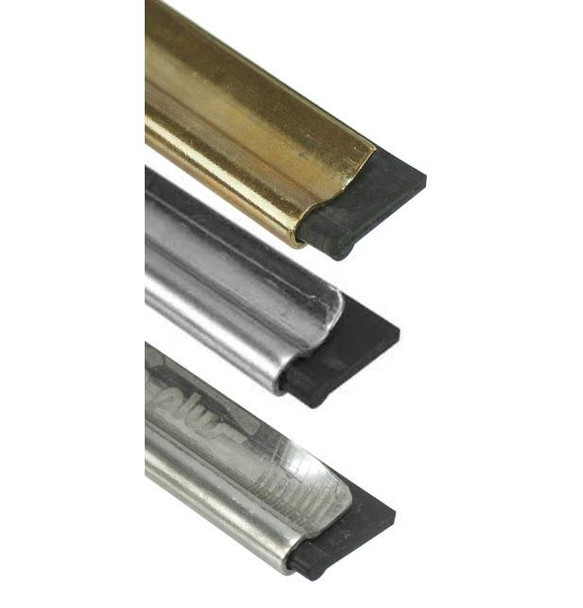 Unger Channel ErgoTec, close-up of three different colored channel blades for cleaning tools.