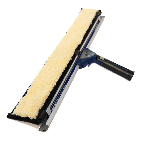 Sorbo Cobra Flipper 24in Squeegee Complete Sorbo, yellow and black cleaning squeegee with a long handle.