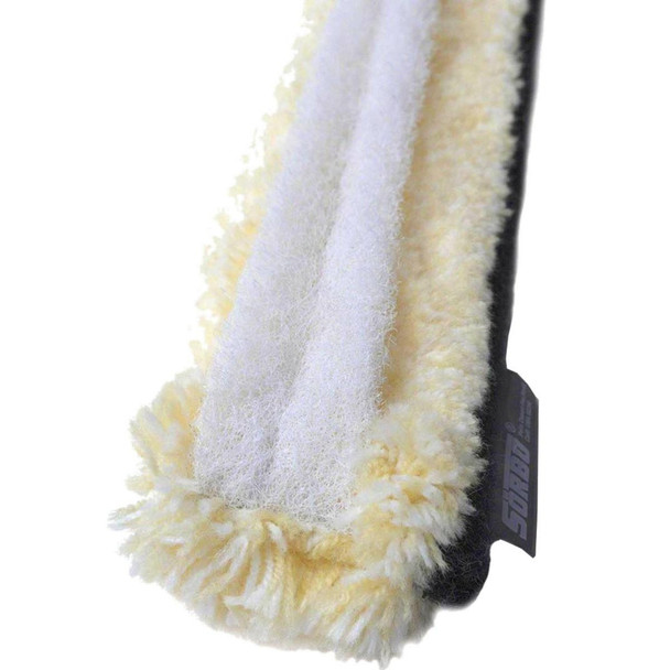 Sorbo Yellow Jacket Scrubber Sleeve with Brass Snaps, close-up of a soft, fluffy cleaning sleeve with brass snaps for attachment.