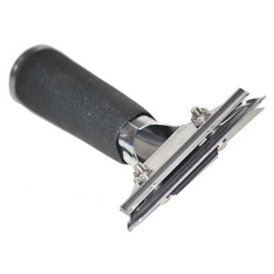 Ettore Handle Super Channel Quick Release Stainless Steel, image of a stainless steel tool handle with a foam grip and quick release mechanism.