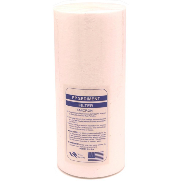 ProTool Sediment Filter 4.5in x 10in, white cylindrical sediment filter with a blue and white label for water filtration.