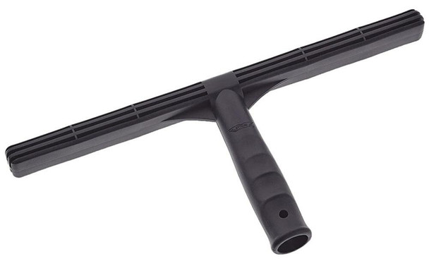 Ettore T-Bar Taper Plastic, black handheld squeegee with a T-shaped rubber blade for window cleaning.