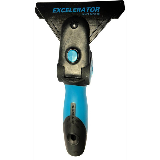 Moerman Excelerator Swivel Handle Moerman, ergonomic black and blue swivel handle tool for dental or medical use.