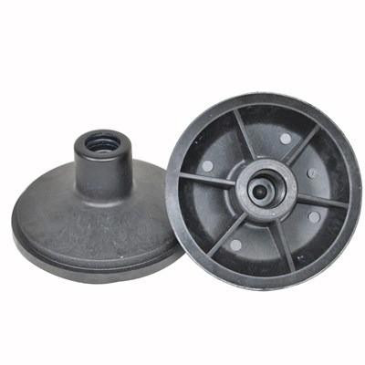 Pulex Cap, Plug, for Pressure Vessel, Eagle, black plastic component with threaded top and circular base for pressure vessel sealing.