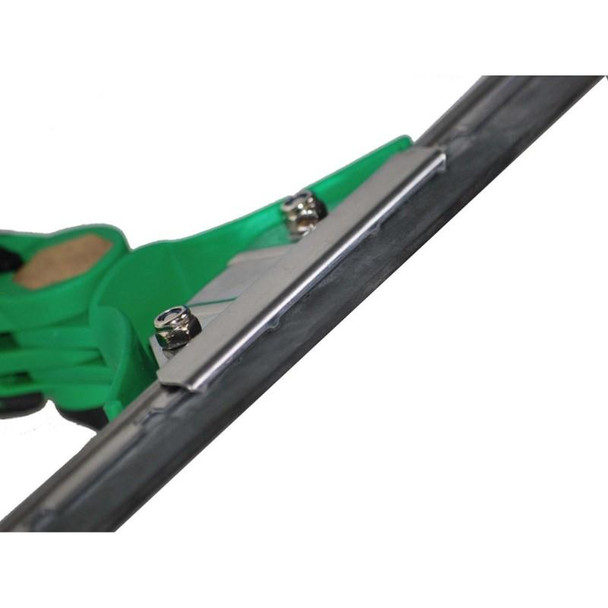 Unger Handle ErgoTec SwivelLoc Angled, close-up view of the green handle with metal swivel mechanism and angled design for cleaning tools.