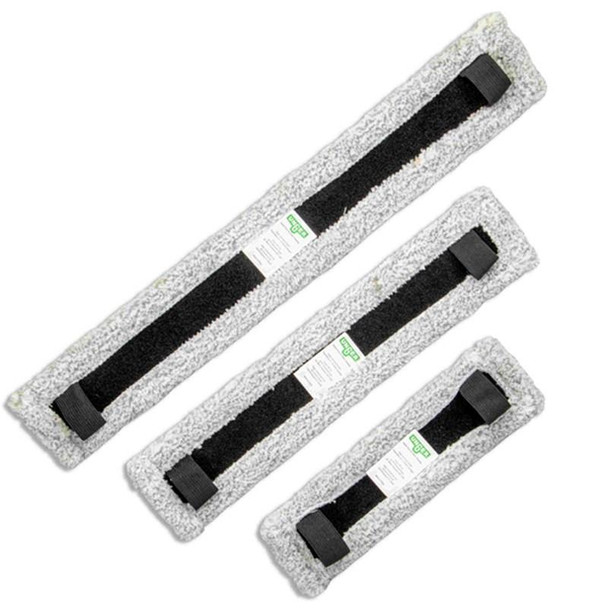 Unger VisaVersa Pro Pads, pack of three white and black cleaning pads with adjustable straps for window washing.