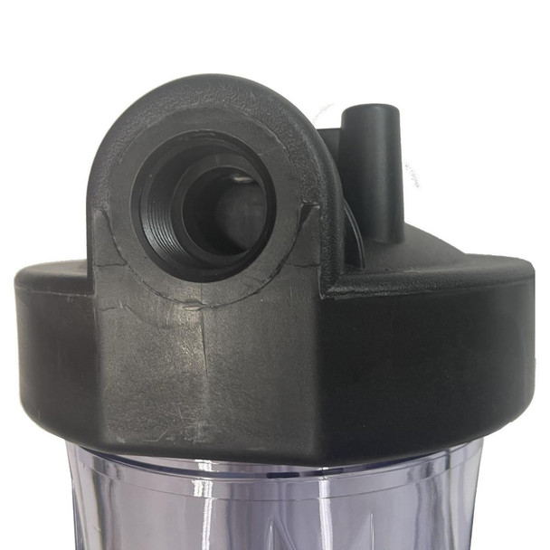 ProTool Filter Housing for 4.5 x 10 Filters with Clear Sump, black plastic filter housing with a circular opening for filter installation.