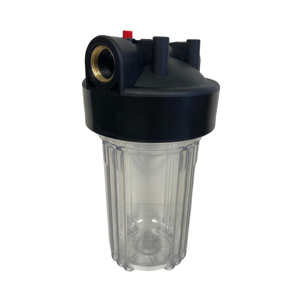 ProTool Filter Housing for 4.5 x 10 Filters with Clear Sump, black and transparent plastic casing, designed for industrial filtration systems.