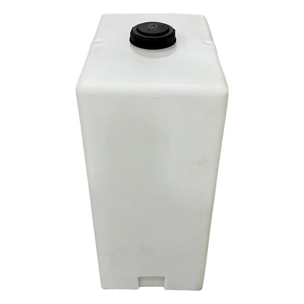 ProTool Tank 80gal Vertical NO Bulkhead 18x27x44, large white vertical storage tank with a black lid on top.
