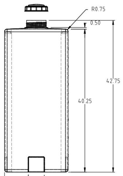 ProTool Tank 80gal Vertical NO Bulkhead 18x27x44, technical diagram of a vertical storage tank with dimensions and a removable top lid.