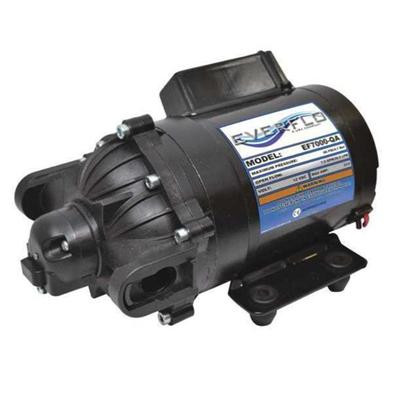 ProTool Everflow Pump 60psi 7.0gpm 12v, compact black water pump with label and mounting base.
