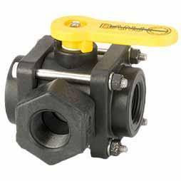 ProTool Softwash 2 Way Poly Valve Side Port, black and yellow two-way valve with side port for softwash applications.