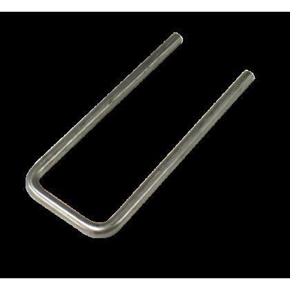 J.Racenstein H2Pro/ProRinse Replacement Locking U-Pin, metal U-shaped pin with straight sides and a rounded bend at one end.