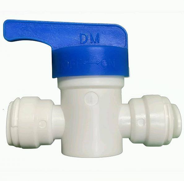 ProTool Ball Valve 5/16in (8MM) Union Pushfit, blue and white plastic ball valve with push fit connections for plumbing applications.
