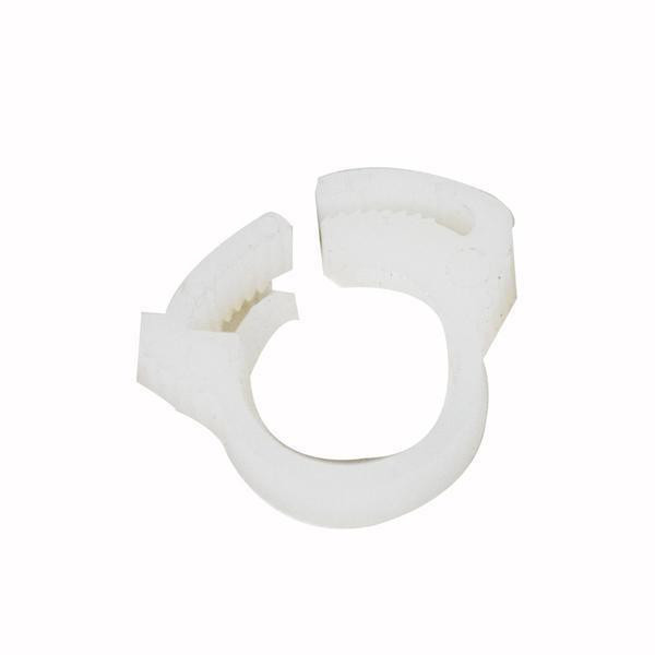 ProTool Plastic Clamp for 1/4in Hose, white plastic clamp for securing 1/4 inch hoses in plumbing or automotive applications.
