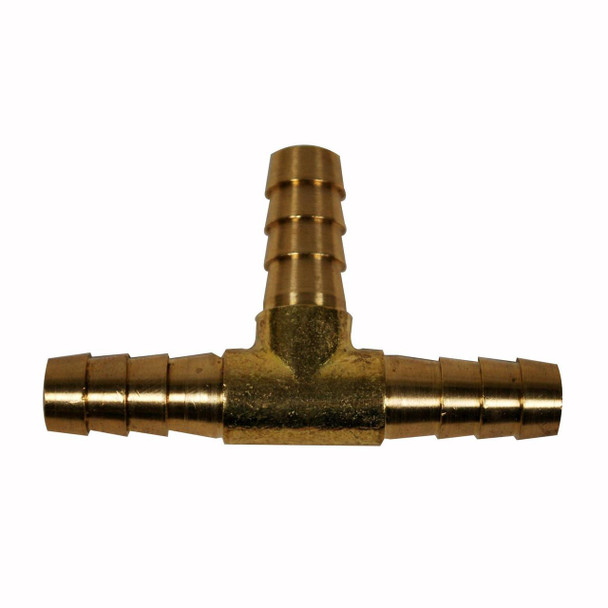 ProTool T Connector 1/4in Brass Pro, metallic brass T-shaped connector used for pneumatic tools and air hoses.