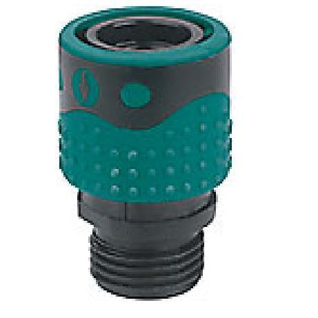 ProTool Poly Receptor with Male Hose End, garden hose connector with textured grip for easy attachment and secure fit.