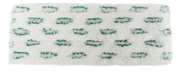 Pulex Spot Mop Green White for Cleano, close-up of the mop cleaning pad with green and white fabric and embedded green scrubby spots for effective stain removal.