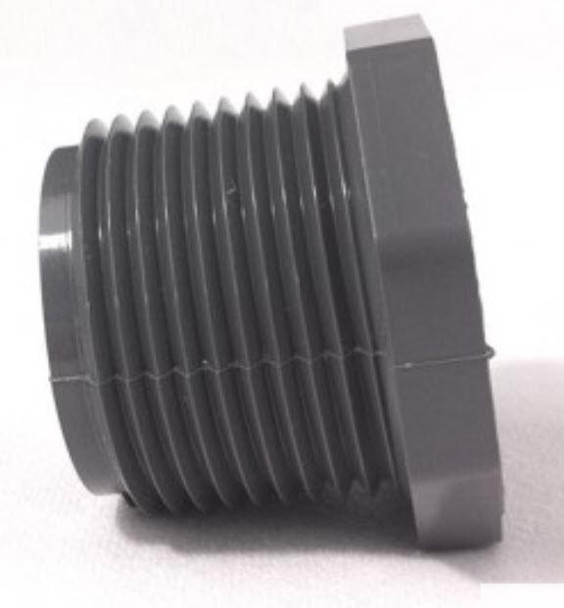 ProTool Plug 3/4in Male NPT PVC Sch 80, black threaded plumbing fitting with ridged body and flat end for sealing in piping systems.