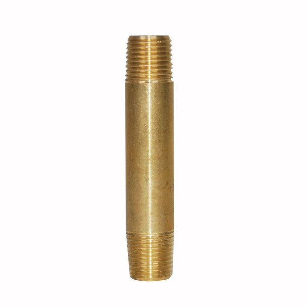 ProTool Nipple, 1/8 inch NPT, 2 inch long brass pipe fitting with threaded ends.