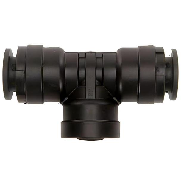 ProTool Tee Fitting TDS 1/2in tube to 1/4in TDS Probe or tube connector, black plastic T-shaped plumbing fitting for connecting tubes or probes in fluid systems.