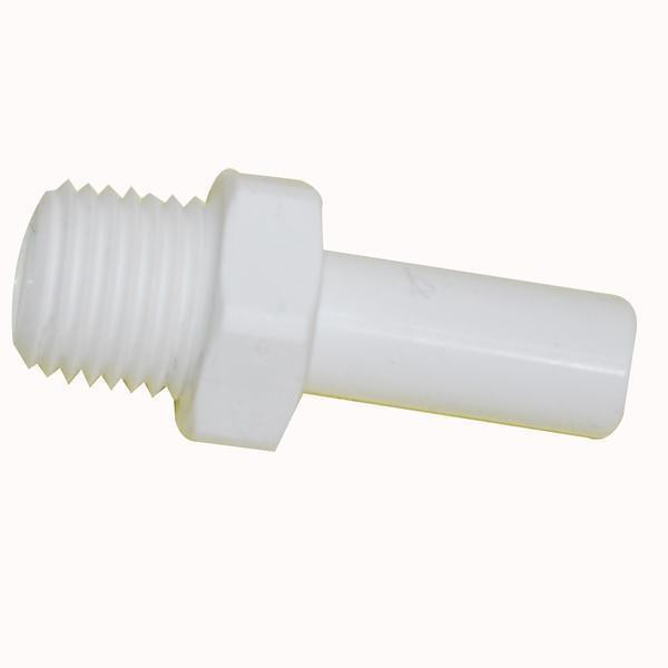 ProTool Stem Adapter 1/4in x 1/8in, white plastic threaded and smooth stem connector for power tools.