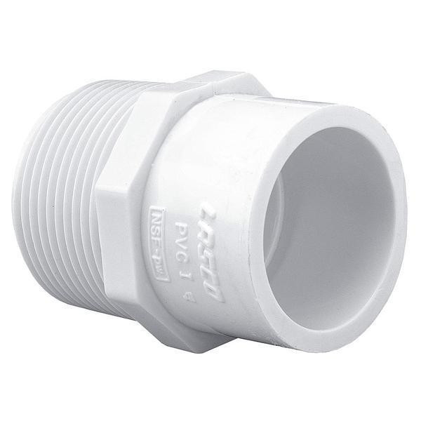 ProTool Adaptor Male 1/2in npt-3/8in Socket PVC, white plastic plumbing fitting for connecting pipes.