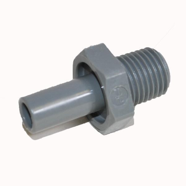 ProTool Stem Adapter 3/8 x 1/4 NPTF, close-up image of a grey plastic and metal threaded connector with a cylindrical end.
