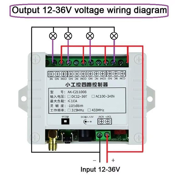 J.Racenstein Controller 12v Remote 4 Channel, electronic remote control device with wiring diagram for voltage wiring