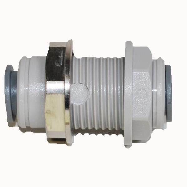 ProTool 3/8 Bulkhead Union, industrial plumbing fitting for connecting pipes securely.