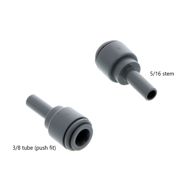 ProTool Enlarger Stem 3/8 tube x 5/16 stem, gray plastic tool part for enlarging and connecting tubing.