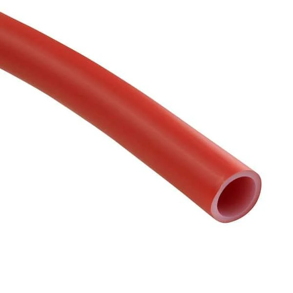 J.Racenstein Tube PEX-B 1/2 in Red per ft, a close-up of a red PEX-B pipe for plumbing.
