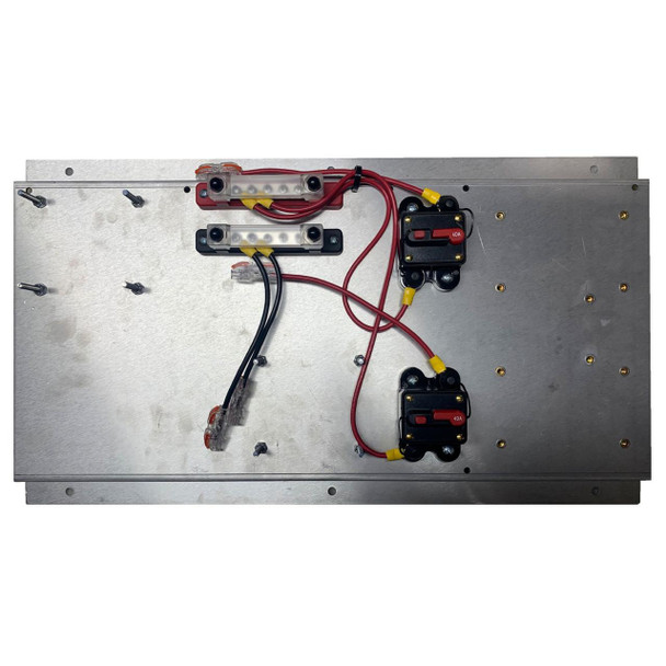 ProTool 2 Pump Mounting Plate with 110V pack complete, showing metal mounting plate, electrical wiring, and circuit components.