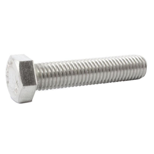 J.Racenstein Screw 1/4-20 x 2 in SS Hex Cap, stainless steel hex cap screw with a 1/4-inch diameter and 2-inch length.