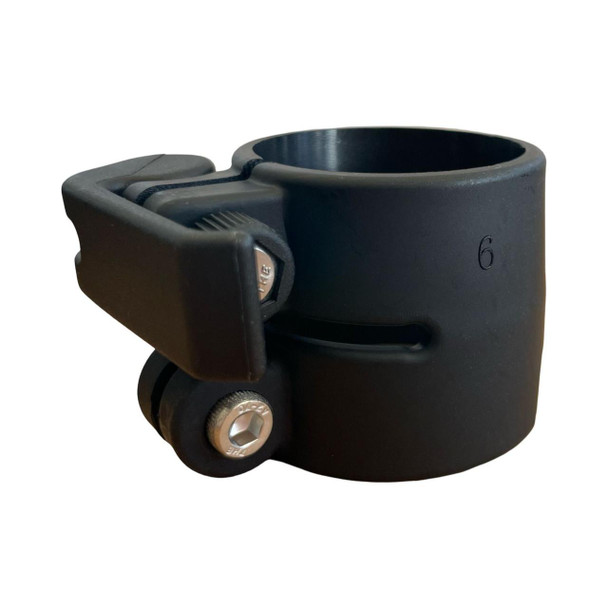 ProTool No 6 Clamp ProTool, a black heavy-duty clamp with adjustable screw mechanism and a circular opening for securing objects.