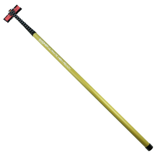 Gardiner Pole Systems Gardiner Ultimate 90ft Tele Pole HM Carbon Kevlar, a lightweight high-strength telepole with a yellow shaft and red and black attachment head.