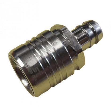 J.Racenstein Gardiner Quick Connector Coupling to 1/2in Barb, metal quick connector coupling for garden hoses with 1/2 inch barbed connection.