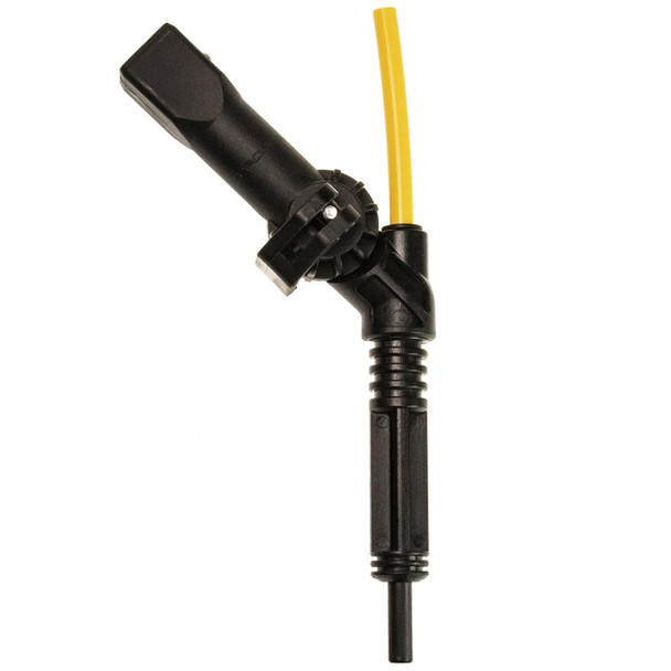 J.Racenstein Gardiner Angle Adaptor QuicK-LoQ Resi-Neck 1Std, Black and yellow agricultural sprayer angle adaptor with quick-connection and flexible neck for easy spraying adjustments.